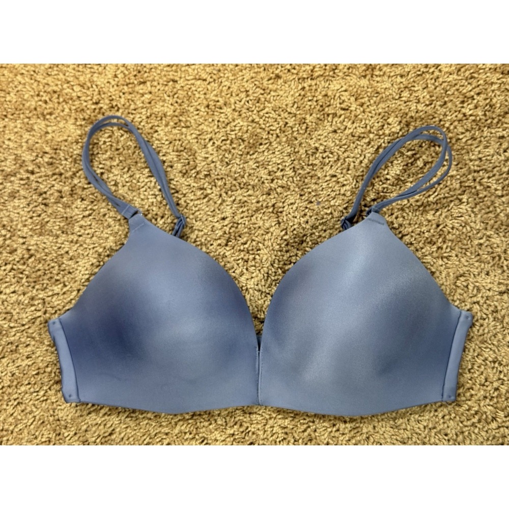 Victoria's Secret Navy Blue No Wire Bra 36C Flexible Full Coverage Adjustable